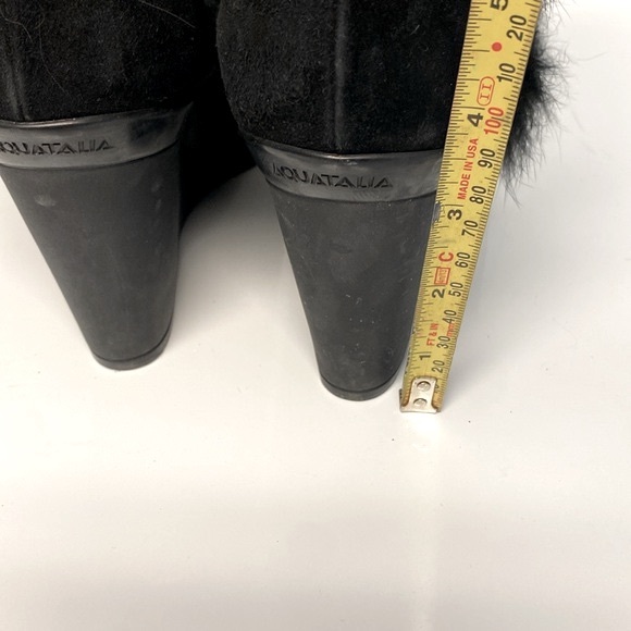 CHARLIZE RABBIT FUR-TRIM & SHEARLING-LINED SUEDE ANKLE BOOTS - Picture 7 of 7